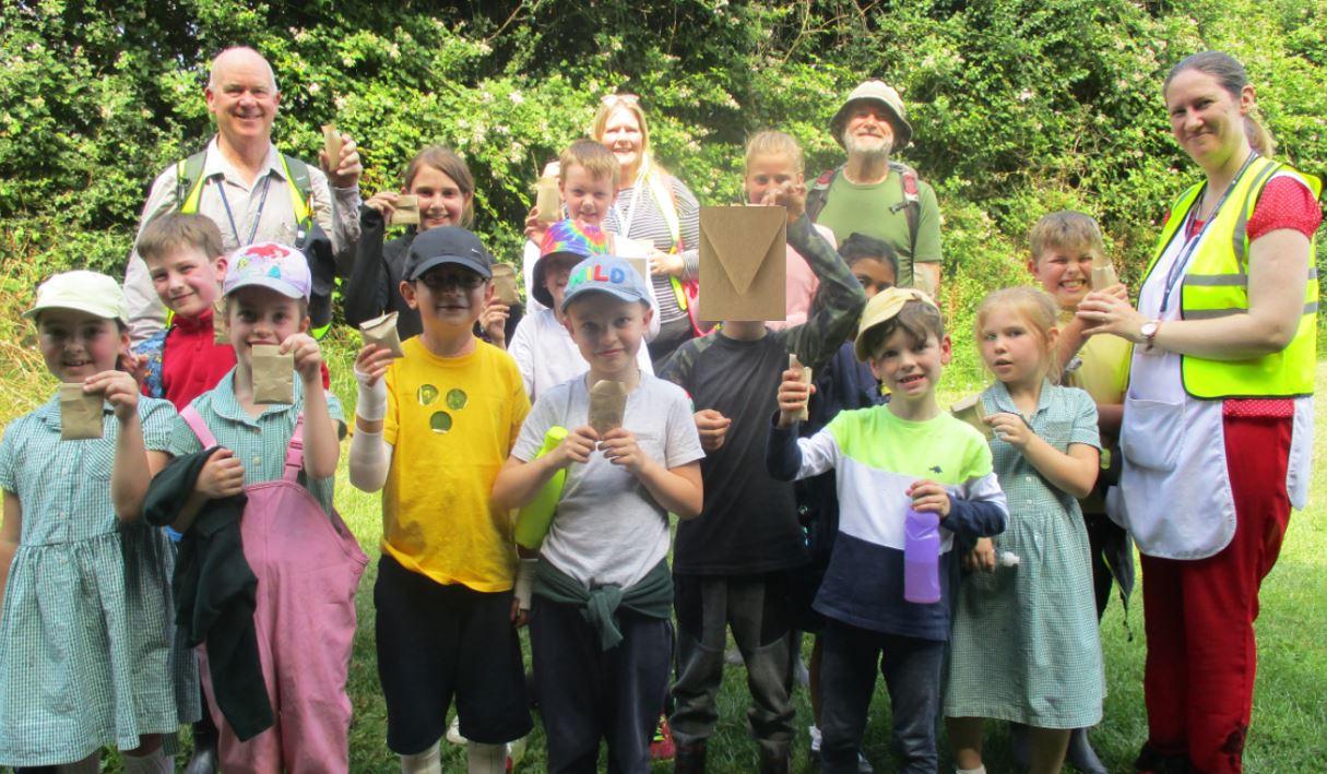 Children from Eco Committee and Gardening Club with Paul Snookes from  (WEG)